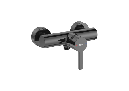 Baterii cada si dus - Baterie dus Roca A5A2196CN0, 0.6 bar, 140 mm, 215 mm, 2 orificii instalare, 1/2 dimensiune racord furtun, Negru