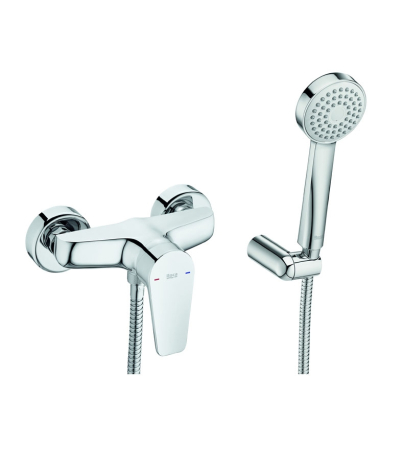Baterii cada si dus - Baterie dus Roca A5A2A1BC0K, 0.6 bar, 80 mm, 1.7 m, 133 mm, 219 mm, 2 orificii instalare, 1 functii para dus, Crom