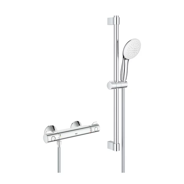 Baterii sanitare - Baterie dus Grohe 34565002, 0.8 bar, 73 mm, 305 mm, 110 mm, 1.5 m, 600 mm, 2 orificii instalare, Crom
