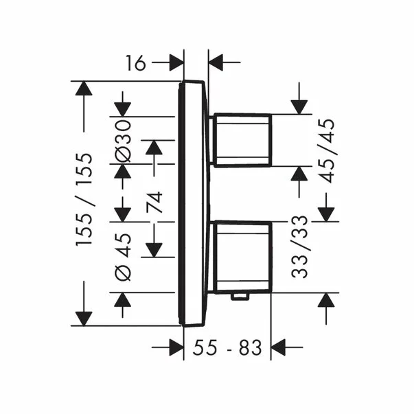 Baterie dus termostatata Hansgrohe Ecostat E crom lucios [2]