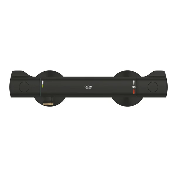 Baterii sanitare - Baterie dus Grohe 1022022430, 0.8 bar, 81 mm, 317 mm, 2 orificii instalare, 1/2 dimensiune racord furtun, Negru
