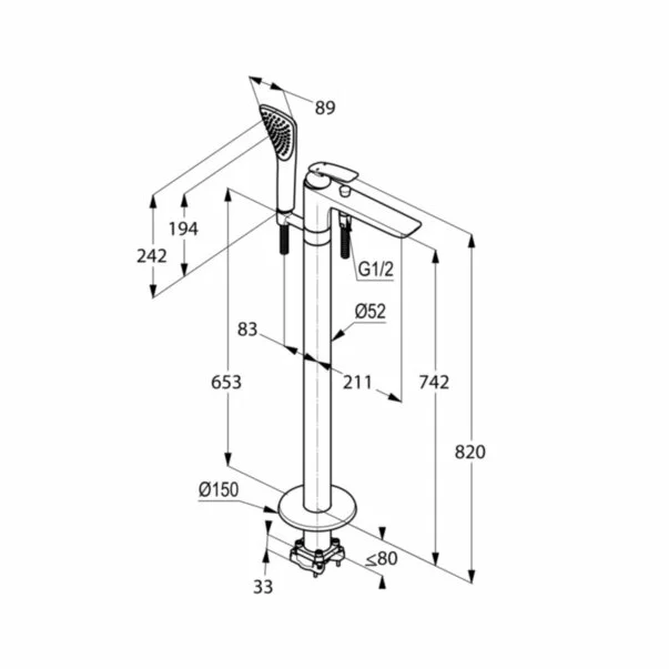 Baterie freestanding Kludi Balance negru [1]