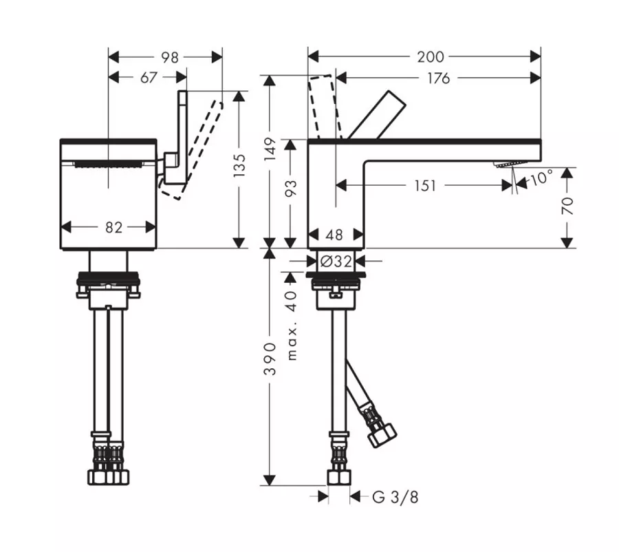 Baterie lavoar Axor MyEdition, S, 93 mm, necesita ornament, crom, 47012000 [1]