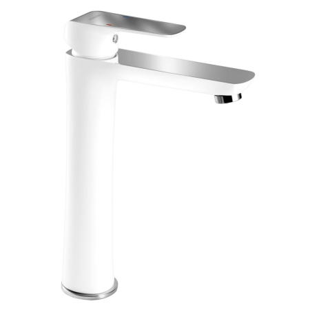 Baterii sanitare - Baterie lavoar baie inalta alb mat/crom lucios Ferro Tina