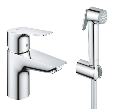 Baie - Baterie lavoar cu dus igienic Grohe 23773001, Start Edge, tip comanda monocomanda, tip instalare pe lavoar, crom