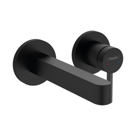 Baterii sanitare - Baterie lavoar cu montaj pe perete, Hansgrohe, Finoris, cu pipa 16,8 cm, negru mat