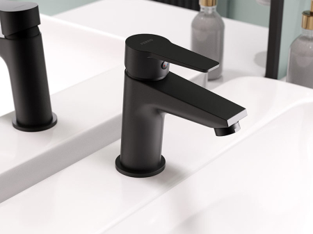 Baterie lavoar cu ventil clik-clack, negru mat, Ferro Ritto [1]