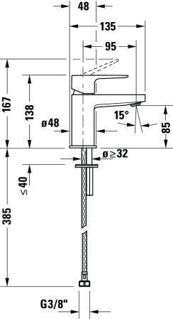 Baterie lavoar Duravit MH1010002046, 35 mm, 5.5 l/min, 0.8 bar, 138 mm, 95 mm, 385 mm, 1 orificii instalare, Negru [5]