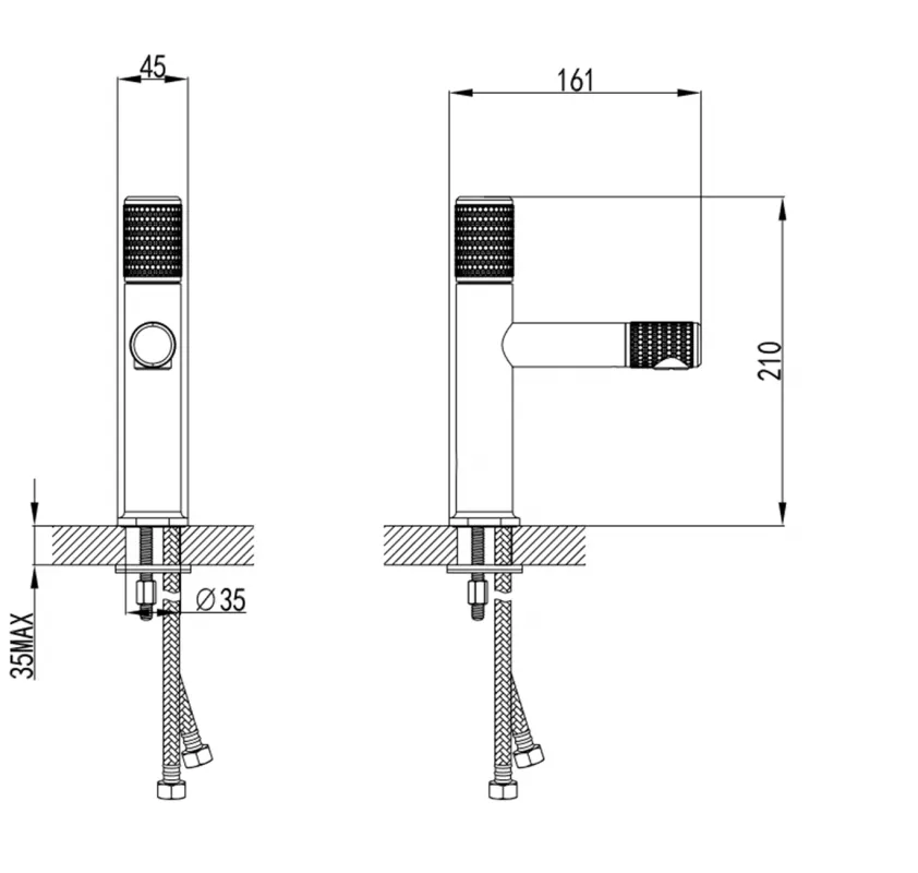 Baterie lavoar FDesign Ardesia FD1-ARD-2-25, 3/8'', marimea M, cartus ceramic, fara ventil, mat, negru / cupru [1]
