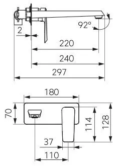 Baterie lavoar FDesign Brina FD1-BRN-3PA-11, 1/2'', montare pe perete, marimea L, include valva incastrata, crom [1]