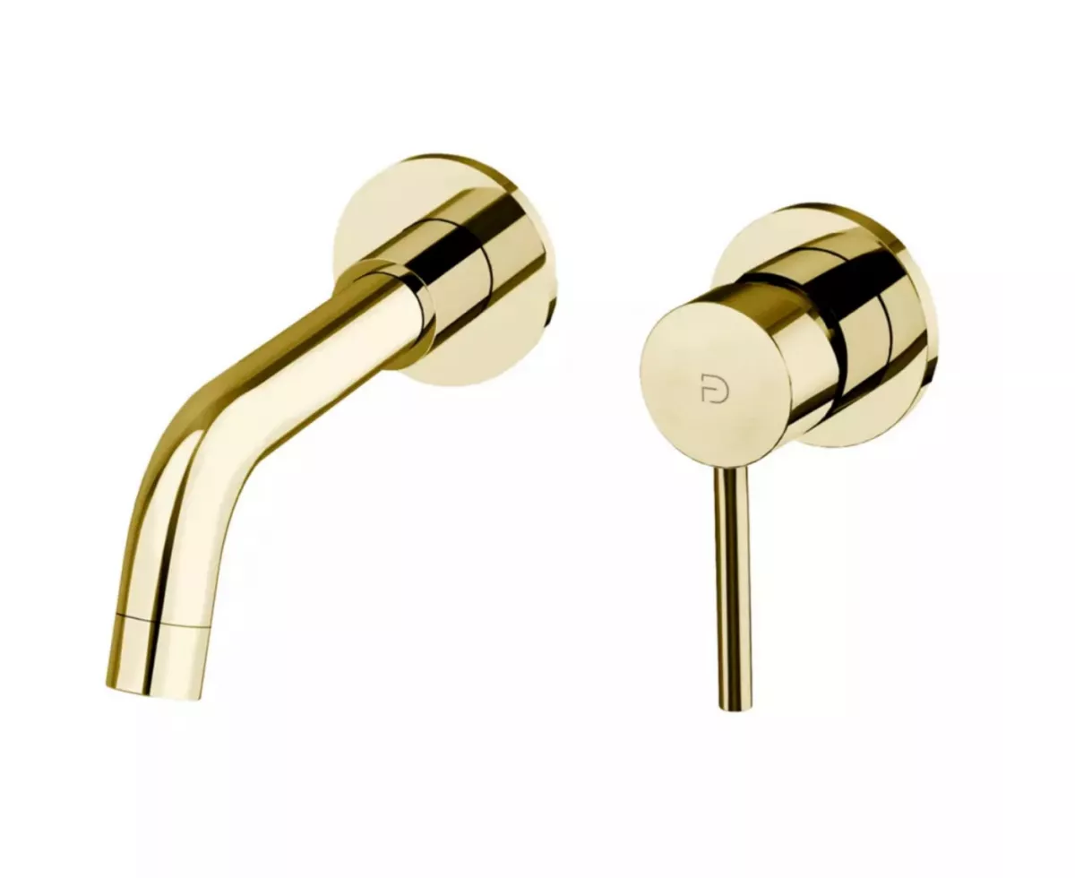 Baterii sanitare - Baterie lavoar FDesign Flusso, 1/2'',pe perete, L, 223 mm, valva inclusa, lucios, auriu, FD1-FLS-3PA-55