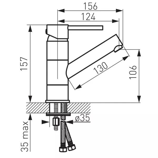 Baterie lavoar Fdesign Flusso, M, 157 mm, ventil, crom, FD1-FLS-2A-11 [1]