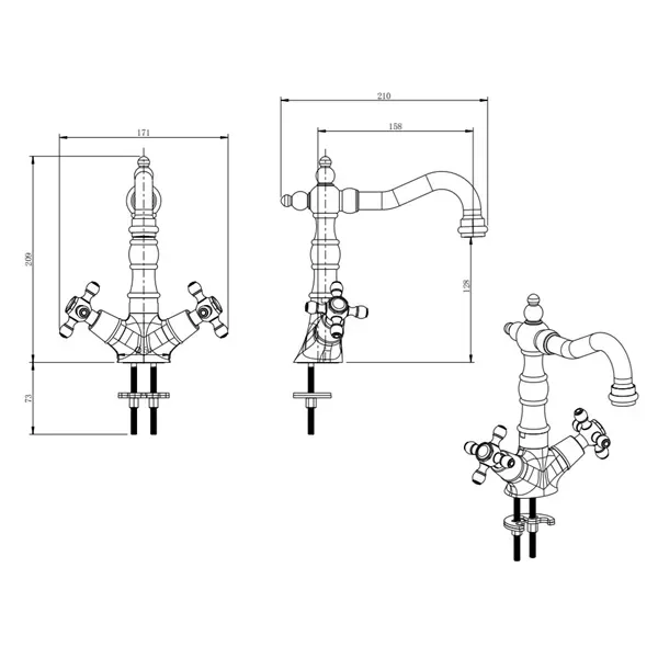 Baterie lavoar Fdesign Lacrima, L, 209 mm, crom, FD1-LRA-4-11 [3]