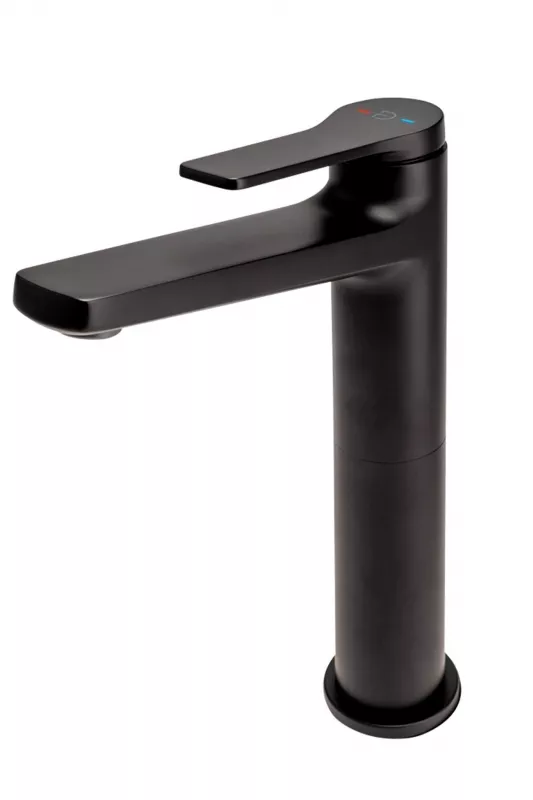 Baterii sanitare - Baterie lavoar FDesign Seppia FD1-SPA-2L-22, 3/8'', marimea XL, monocomanda, ventil push to open, mat, negru