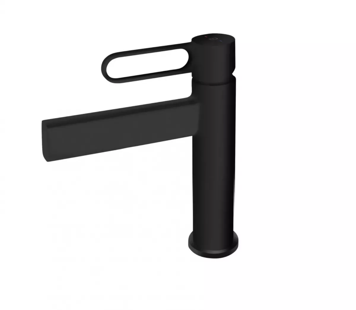 Baterii sanitare - Baterie lavoar FDesin Zaffiro FD1-ZFR-2-22, 3/8'', marimea M, monocomanda, ventil, mat, negru