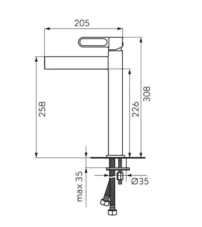 Baterie lavoar FDesin Zaffiro FD1-ZFR-2L-55, 3/8'', marimea XL, monocomanda, ventil push to open, lucios, auriu [1]