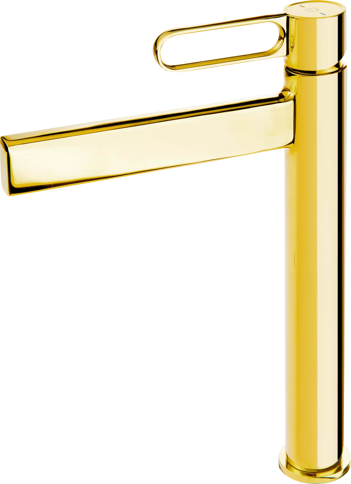 Baterii sanitare - Baterie lavoar FDesin Zaffiro FD1-ZFR-2L-55, 3/8'', marimea XL, monocomanda, ventil push to open, lucios, auriu