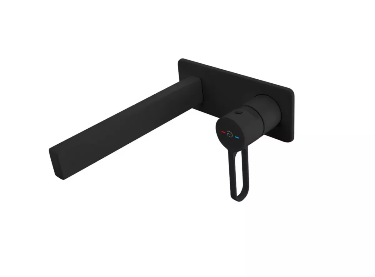 Baterii sanitare - Baterie lavoar FDesin Zaffiro FD1-ZFR-3PA-22, 1/2'', montare pe perete, marimea L, valva inclusa, fara ventil, mat, negru