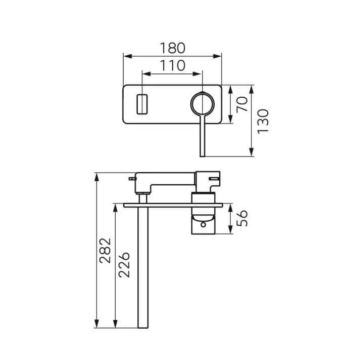 Baterie lavoar FDesin Zaffiro FD1-ZFR-3PA-22, 1/2'', montare pe perete, marimea L, valva inclusa, fara ventil, mat, negru [1]