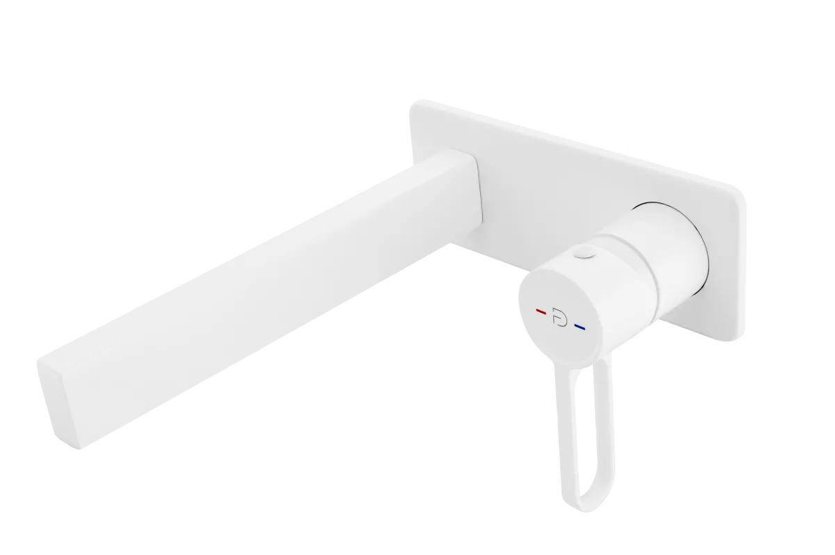 Baterii sanitare - Baterie lavoar FDesin Zaffiro FD1-ZFR-3PA-33, 1/2'', montare pe perete, marimea L, valva inclusa, fara ventil, mat, alb