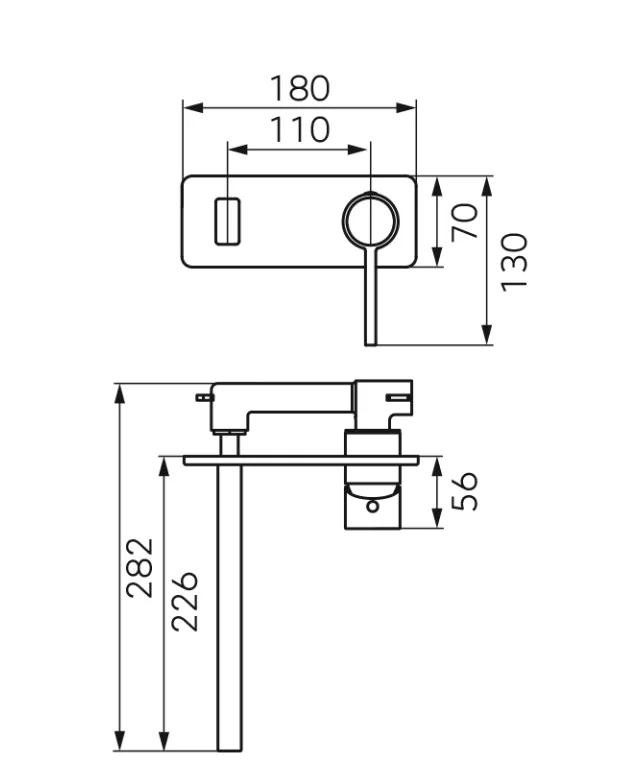Baterie lavoar FDesin Zaffiro FD1-ZFR-3PA-33, 1/2'', montare pe perete, marimea L, valva inclusa, fara ventil, mat, alb [1]