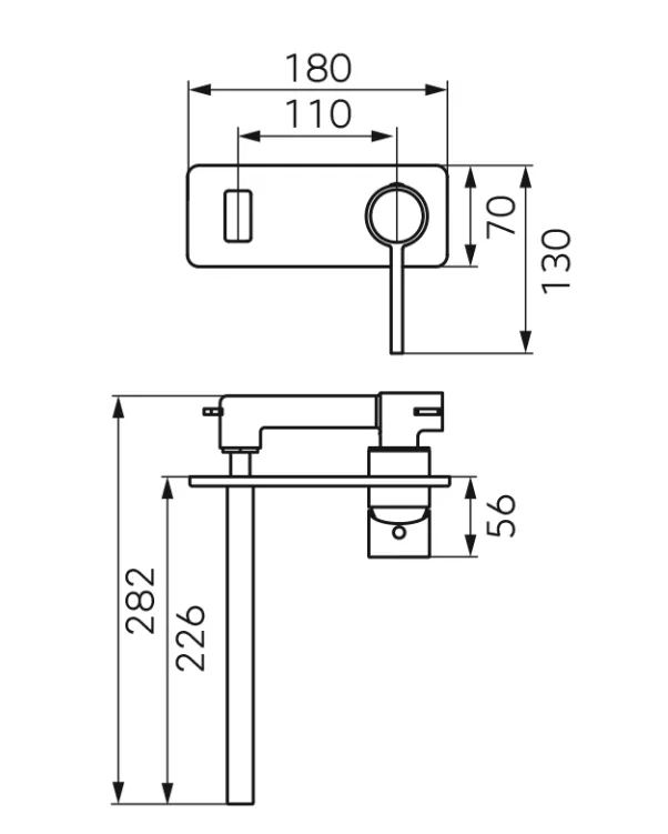 Baterie lavoar FDesin Zaffiro FD1-ZFR-3PA-55, 1/2'', montare pe perete, marimea L, valva inclusa, fara ventil, lucios, auriu [1]