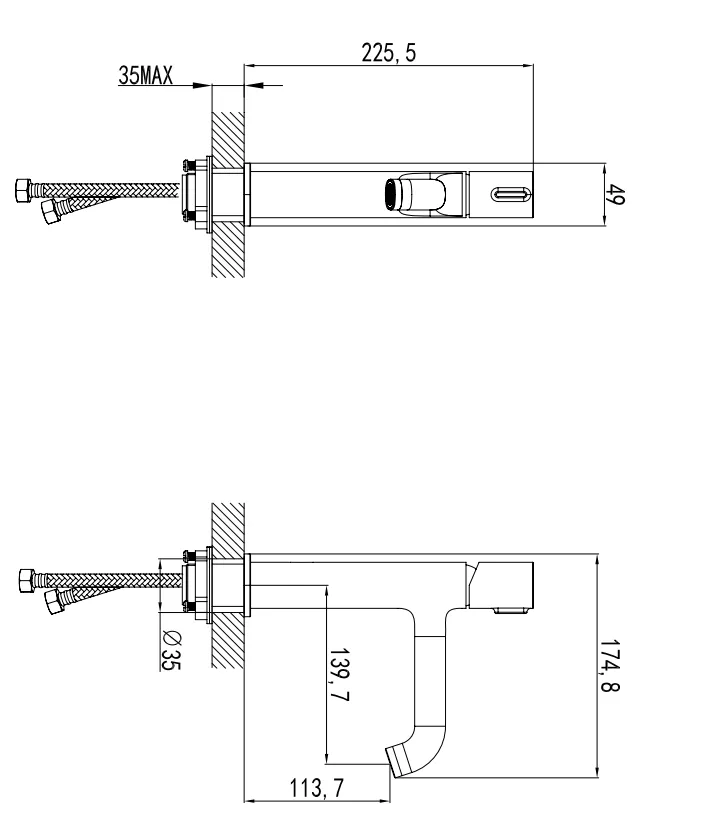Baterie lavoar FDresign Meandro FD1-MDR-2-11, 3/8'', marimea M, monocomanda, ventil push to open, crom [1]