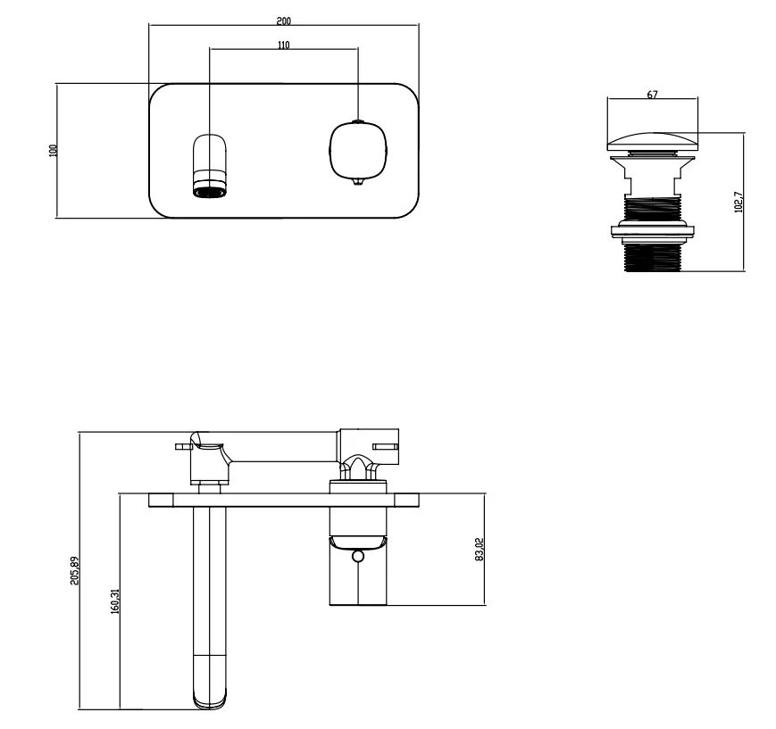 Baterie lavoar FDresign Meandro FD1-MDR-3PA-11, 1/2'', montare pe perete, marimea M, include valva incastrata, crom [3]