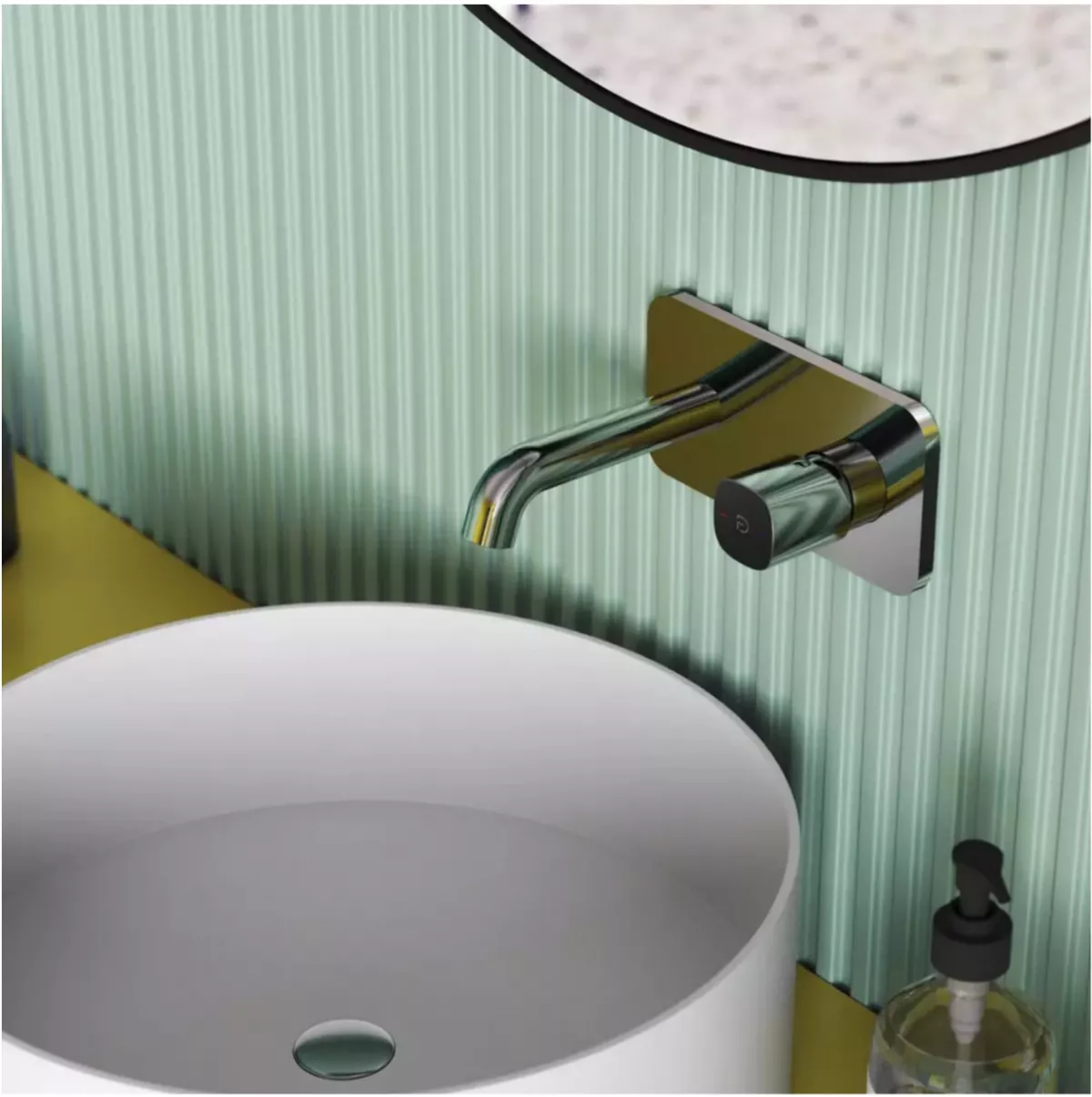 Baterie lavoar FDresign Meandro FD1-MDR-3PA-11, 1/2'', montare pe perete, marimea M, include valva incastrata, crom [2]