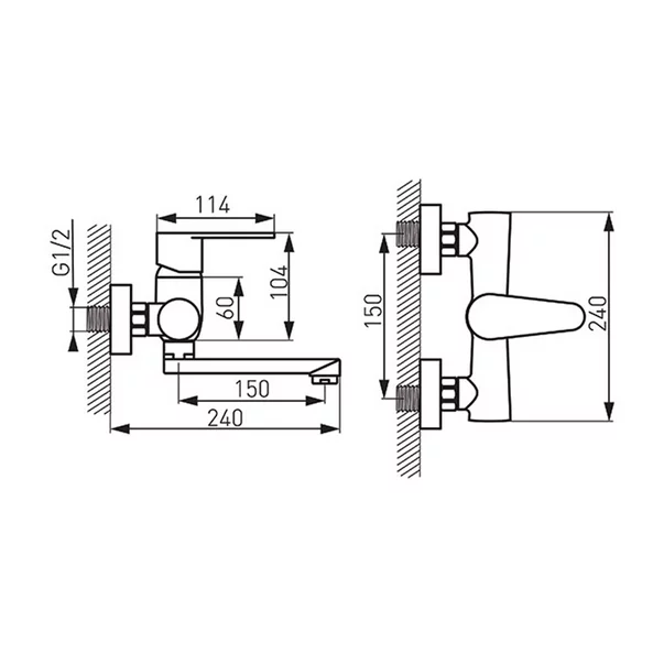 Baterie lavoar Ferro Algeo montare pe perete [1]