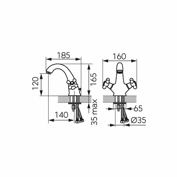 Baterie lavoar Ferro Antica bronz antichizat cu dubla comanda [1]