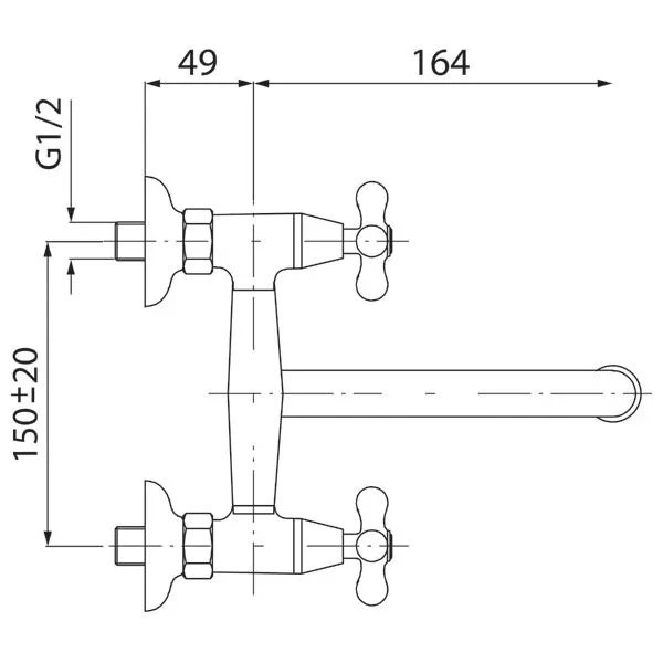 Baterie lavoar Ferro Retro, pe perete, 180 mm, crom, XR5 [1]