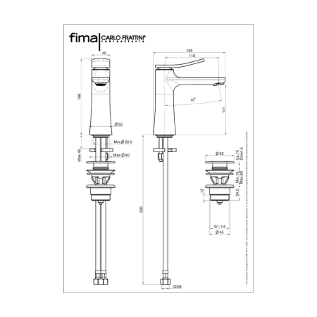 Baterie lavoar FIMA Carlo Frattini, Flo, cu ventil CLICK-CLACK, auriu mat [1]