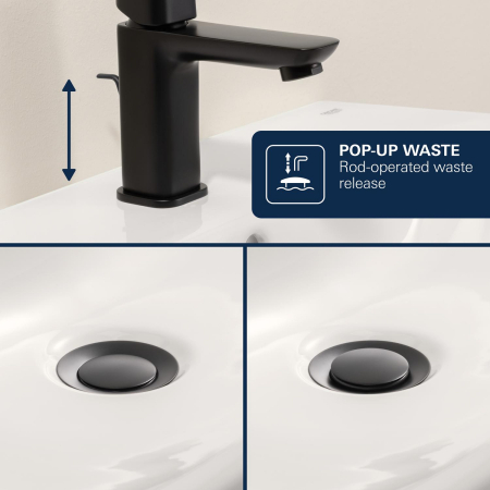 Baterie lavoar Grohe 1018712430, Dice, tip comanda monocomanda, marime l, tip instalare pe lavoar, pe blat, negru [10]