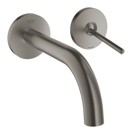 Baterii sanitare - Baterie lavoar Grohe 19287AL3, Atrio, 1/2'', M, 185 mm, pe perete, monocomanda, necesita set fixare, mat, grafit
