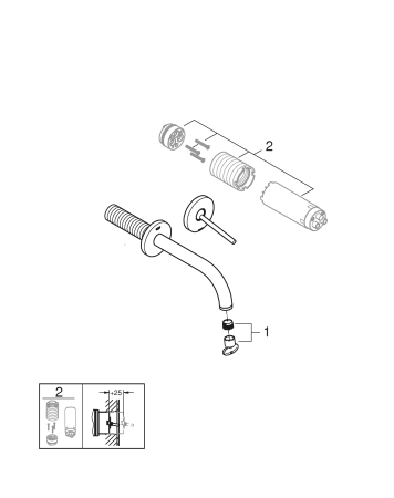 Baterie lavoar Grohe 19287GL3, Atrio, pe perete, 185 mm, necesita valva, lucios, auriu [2]