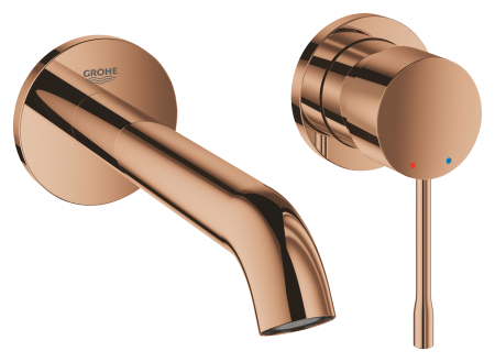 Baterii sanitare - Baterie lavoar Grohe 19408DA1, Essence, 1/2'', pe perete, 180 mm, necesita valva, lucios, cupru