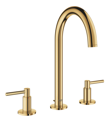 Baterii chiuveta baie - Baterie lavoar Grohe 20009GL3, Atrio, pe blat, M, 291 mm, ventil, lucios, auriu