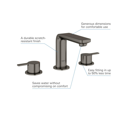 Baterie lavoar Grohe 20304AL1, Lineare, S, 120 mm, ventil, mat, grafit [2]
