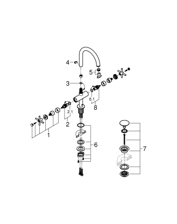 Baterie lavoar Grohe 21019AL3, Atrio, 3/8'', L, 303 mm, ventil, lucios, grafit [4]