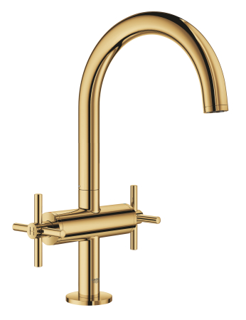 Baterii chiuveta baie - Baterie lavoar Grohe 21019GL3, Atrio, 3/8'', L, 303 mm, ventil, lucios, auriu
