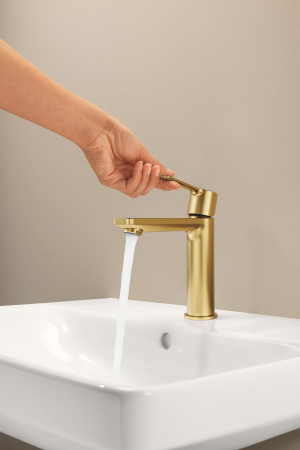 Baterie lavoar Grohe 23106GN1, Lineare, M, 180 mm, ventil, mat, auriu [5]