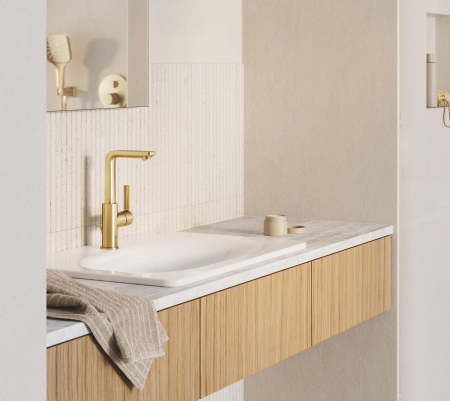 Baterie lavoar Grohe 23296GN1, Lineare, L, 252 mm, ventil, mat, auriu [5]