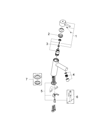 Baterie lavoar Grohe 23451001, 28 mm, 5.7 l/min, 0.3 bar, 35 mm, 190 mm, 133 mm, 485 mm, 1 orificii instalare, Crom [3]