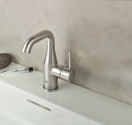 Baterie lavoar Grohe 23462DC1, Essence, 3/8'', M, 193 mm, ventil, mat, otel satinat [1]