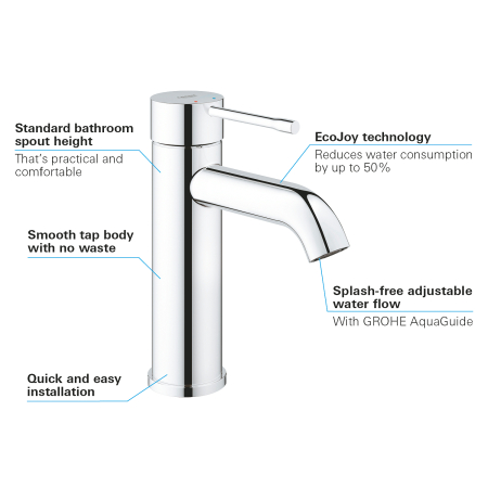 Baterie lavoar Grohe 23590001, 28 mm, 5.7 l/min, 0.3 bar, 35 mm, 174 mm, 116 mm, 360 mm, 1 orificii instalare, Crom [5]
