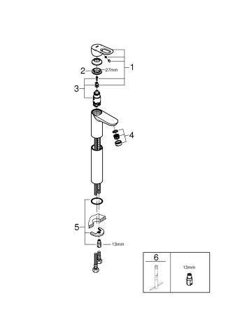 Baterie lavoar Grohe 23764000, 28 mm, 5.7 l/min, 1 bar, 35 mm, 310 mm, 107 mm, 390 mm, 1 orificii instalare, Crom [2]