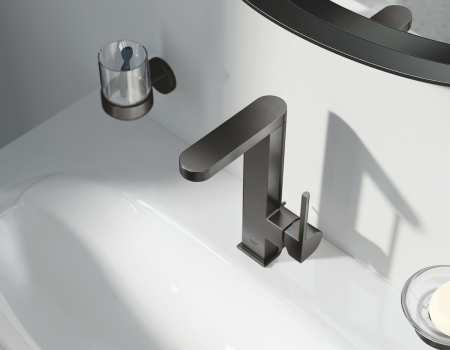 Baterie lavoar Grohe 23851AL3, Plus, 3/8'', L, 253 mm, ventil, mat, grafit [5]