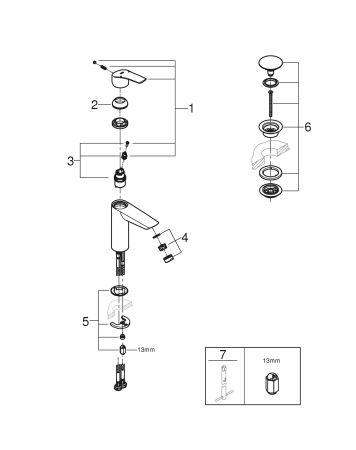 Baterie lavoar Grohe 23923003, 28 mm, 5.7 l/min, 0.3 bar, 35 mm, 195 mm, 121 mm, 365 mm, 1 orificii instalare, Crom [5]