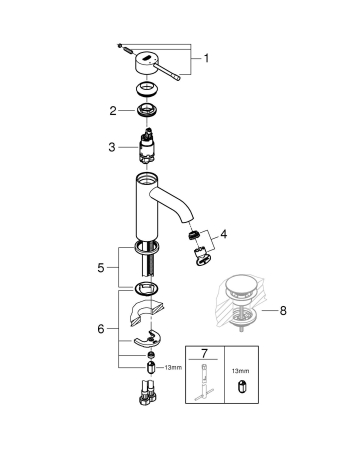 Baterie lavoar Grohe 24172A01, Essence, S, 174 mm, lucios, grafit [3]